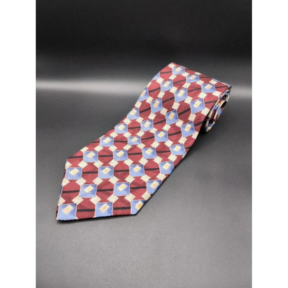 Robert Talbott Studio Tie New With Tag Burgundy Blue Geometric Diamonds